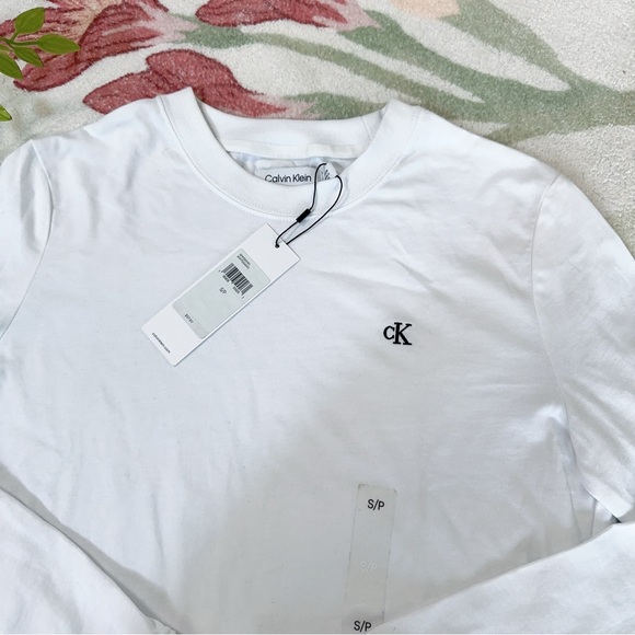 Calvin Klein longsleeve top women small White classic fit cotton undershirt - Picture 2 of 4